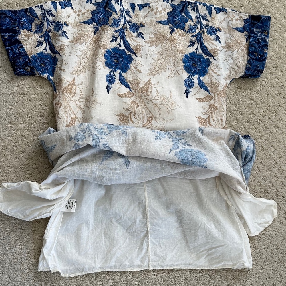 Francesca Bettini Linen Blend Floral Shift Dress Small Summer Vacation Casual - Picture 7 of 15
